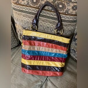 Aldo multicolor striped purse handbag,  gold hardware Double  Handles Hobo GUC